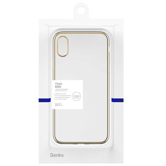 Apple iPhone XS 5.8 Benks Magic Glitz Ultra-Thin Transparent Protective Soft Kapak Gold