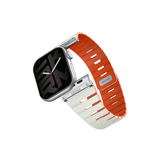 Apple Watch 10 42mm Skinarma Gemini Serisi TPU Magnetik Silikon Kordon Siyah-Pembe