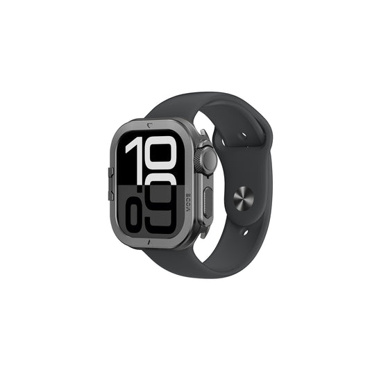 Apple Watch 10 46mm Amazingthing Premium Armor Fit FullGuard Metal Kasa ve Ekran Koruyucu Siyah