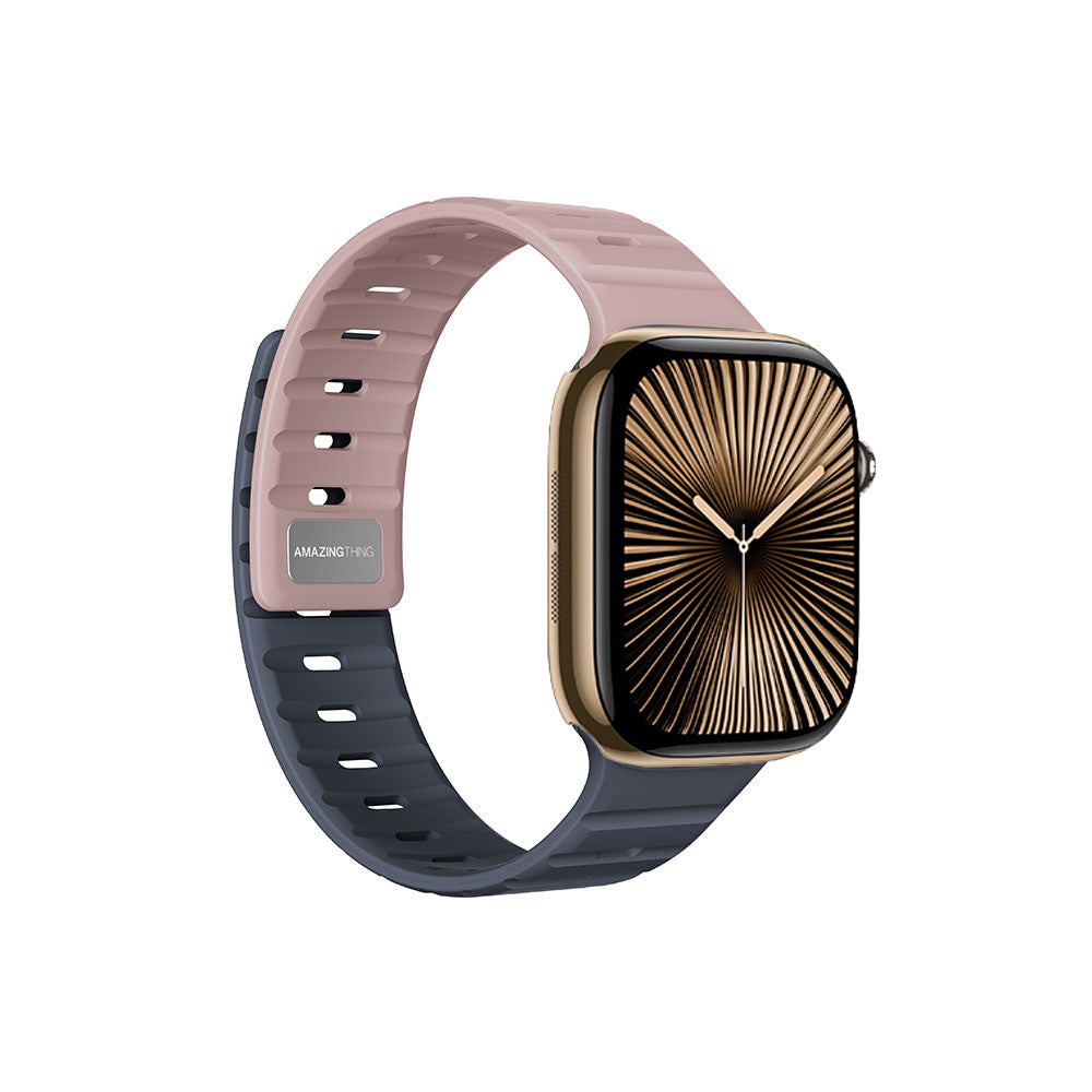 Apple Watch 10 46mm Amazingthing SilqLock Silikon Kordon Strap Kayış Pembe