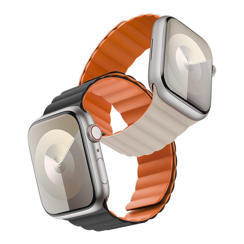 Apple Watch 10 46mm Benks Magnetik Tak Çıkar Silikon Strap Kayış Starlight-Turuncu