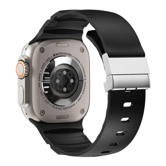Apple Watch 10 46mm Zore KRD-145 Metal Tokalı Silikon Kordon