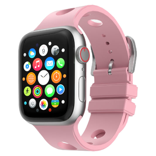 Apple Watch 38mm Delikli Tasarım Zore KRD-147 Silikon Kordon Pembe