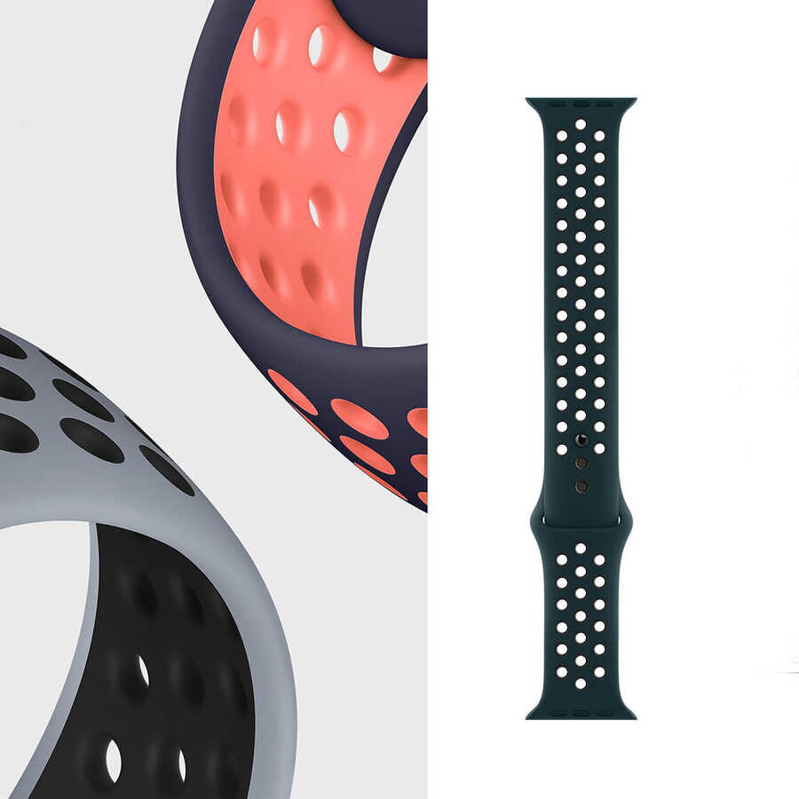 Apple Watch 38mm Wiwu Dual Color Sport Band Silikon Kordon Yeşil-Siyah