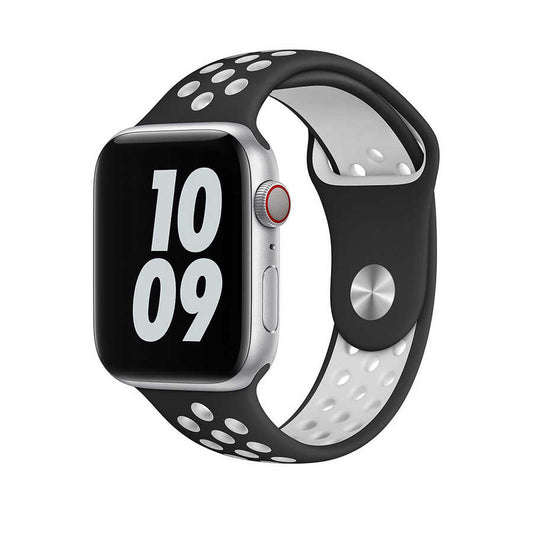 Apple Watch 38mm Wiwu Dual Color Sport Band Silikon Kordon Siyah-Beyaz