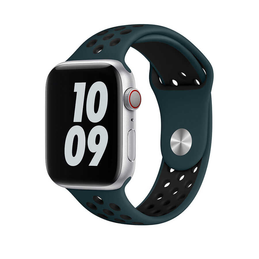 Apple Watch 38mm Wiwu Dual Color Sport Band Silikon Kordon Mavi-Siyah