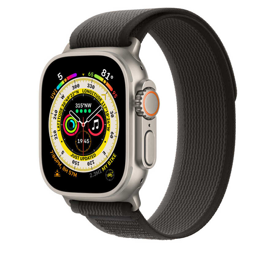 Apple Watch 38mm Wiwu Trail Loop Naylon Örgü İşlemeli Hasır Kordon Strap Kayış Siyah-Turuncu