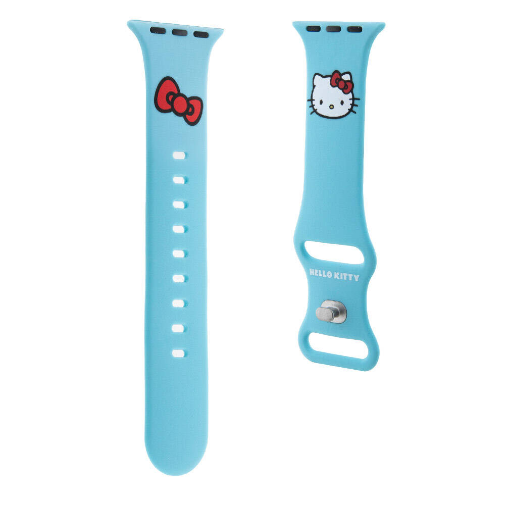 Apple Watch 40mm Hello Kitty Orjinal Lisanslı Yazı Logolu Fiyonk & Kitty Head Silikon Kordon Pembe