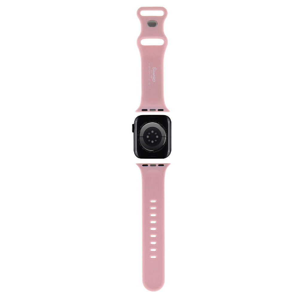 Apple Watch 41mm Hello Kitty Orjinal Lisanslı Yazı Logolu Fiyonk & Kitty Head Silikon Kordon Kırmızı