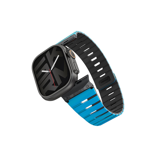 Apple Watch 42mm Skinarma Gemini Serisi TPU Magnetik Silikon Kordon Siyah-Turuncu