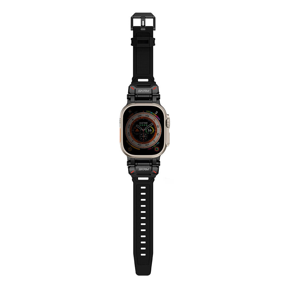 Apple Watch 42mm SkinArma Titon Serisi Hava Alabilen Delikli Silikon Kordon Turuncu