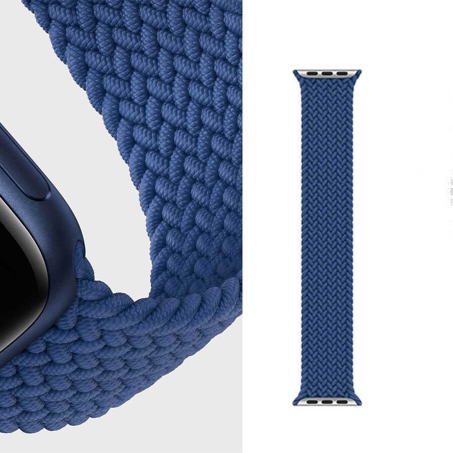Apple Watch 42mm Wiwu Braided Solo Loop Medium Kordon Mavi