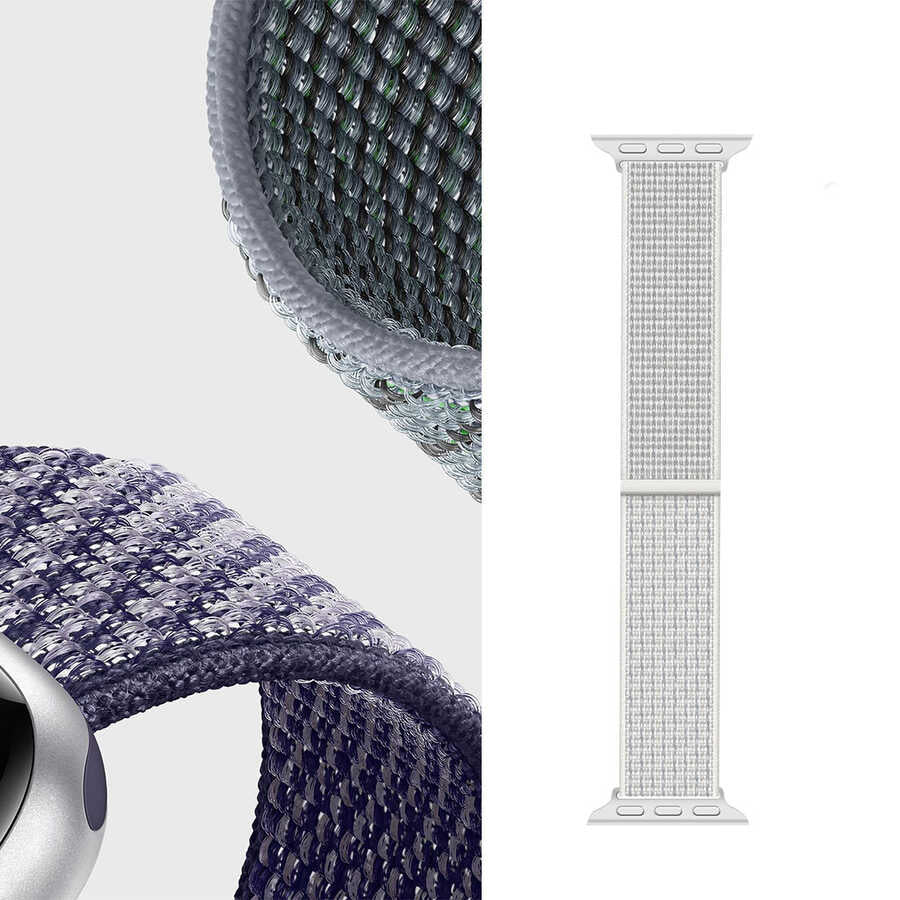 Apple Watch 42mm Wiwu Sport Loop Hasır Kordon Beyaz