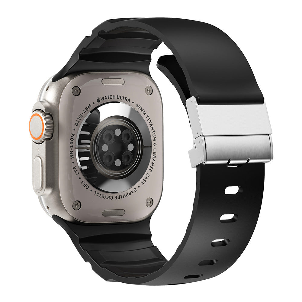 Apple Watch 42mm Zore KRD-145 Metal Tokalı Silikon Kordon
