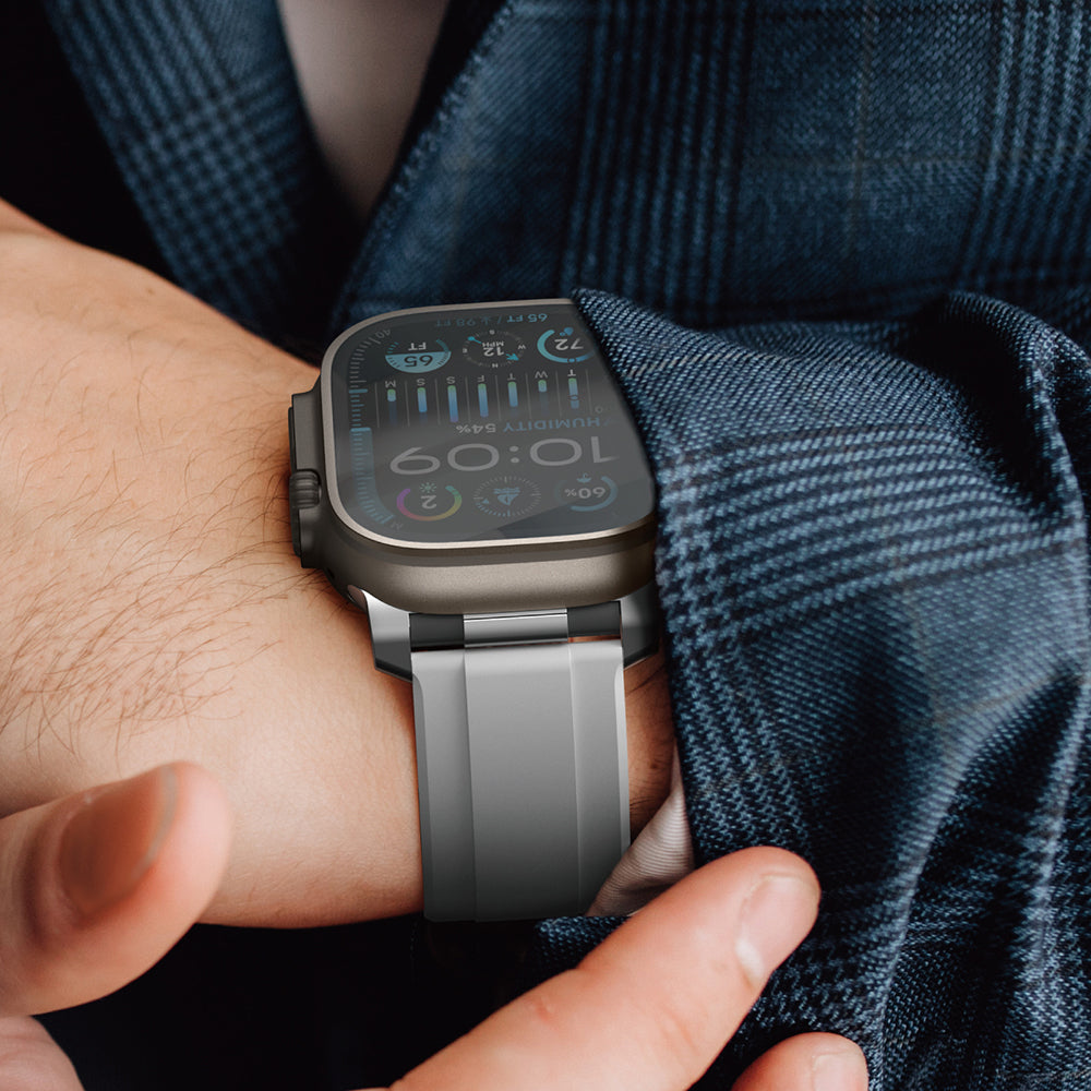 Apple Watch 44mm Amazingthing Titan Chrono Silikon Kordon Beyaz