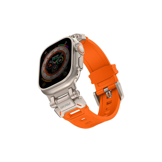 Apple Watch 44mm SkinArma Titon Serisi Hava Alabilen Delikli Silikon Kordon Siyah