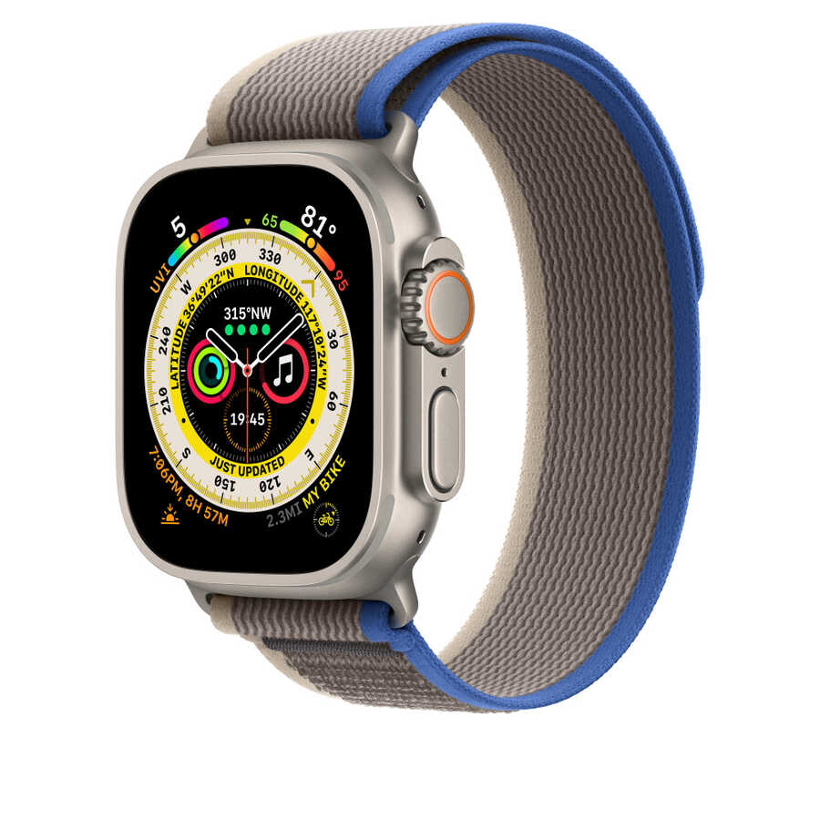 Apple Watch 44mm Wiwu Trail Loop Naylon Örgü İşlemeli Hasır Kordon Strap Kayış Beyaz-Sarı