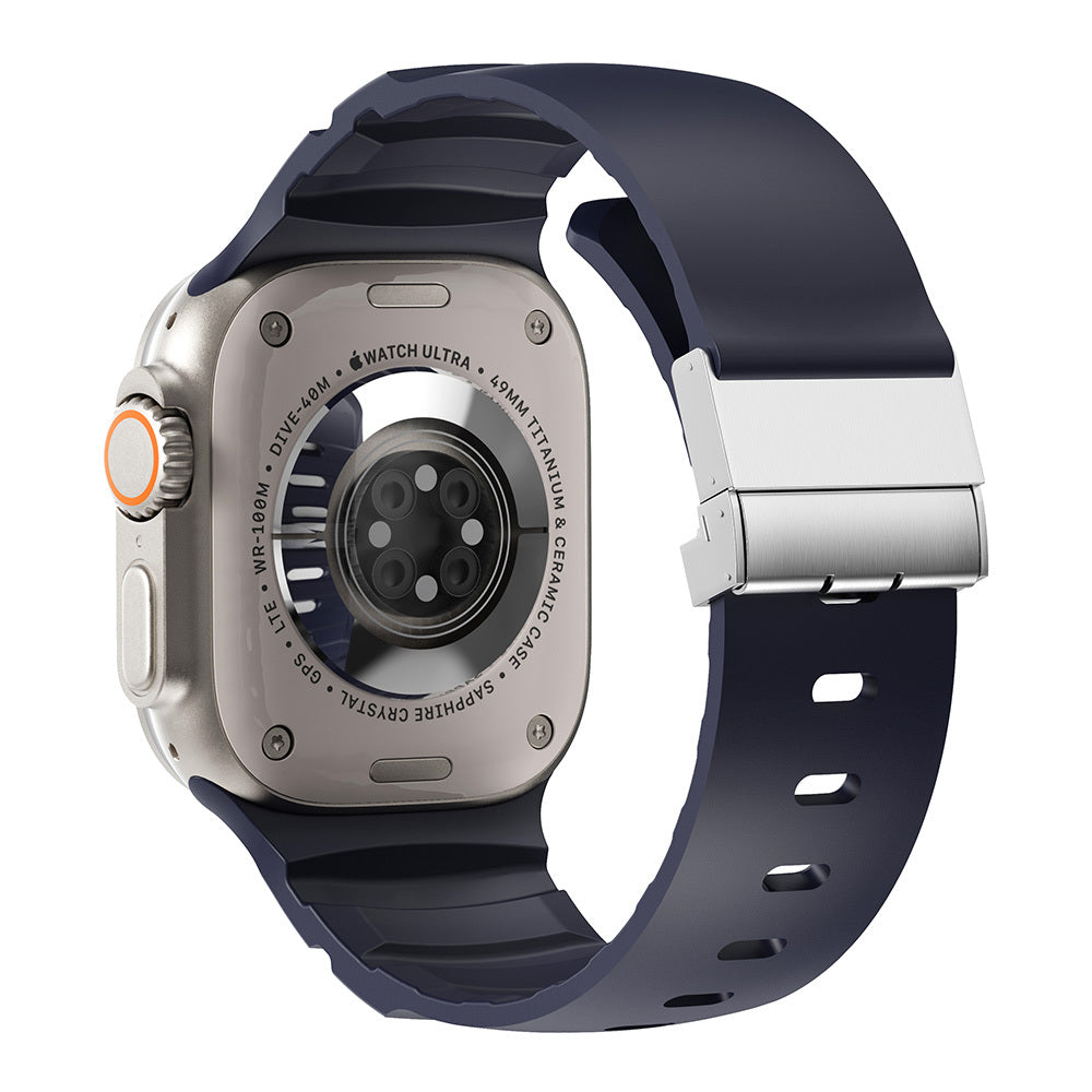 Apple Watch 44mm Zore KRD-145 Metal Tokalı Silikon Kordon