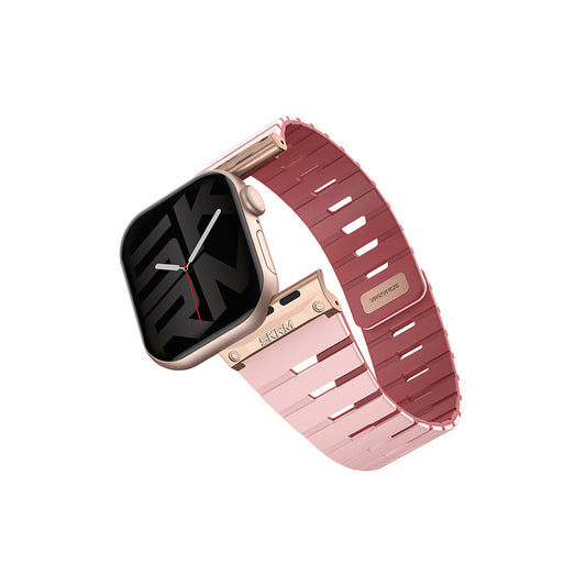 Apple Watch 7 41mm Skinarma Gemini Serisi TPU Magnetik Silikon Kordon Su Yeşil