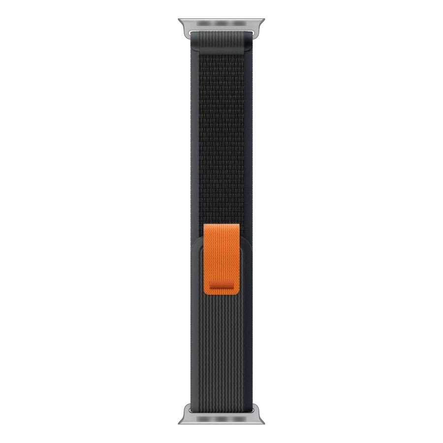 Apple Watch 7 41mm Wiwu Trail Loop Naylon Örgü İşlemeli Hasır Kordon Strap Kayış Siyah-Turuncu