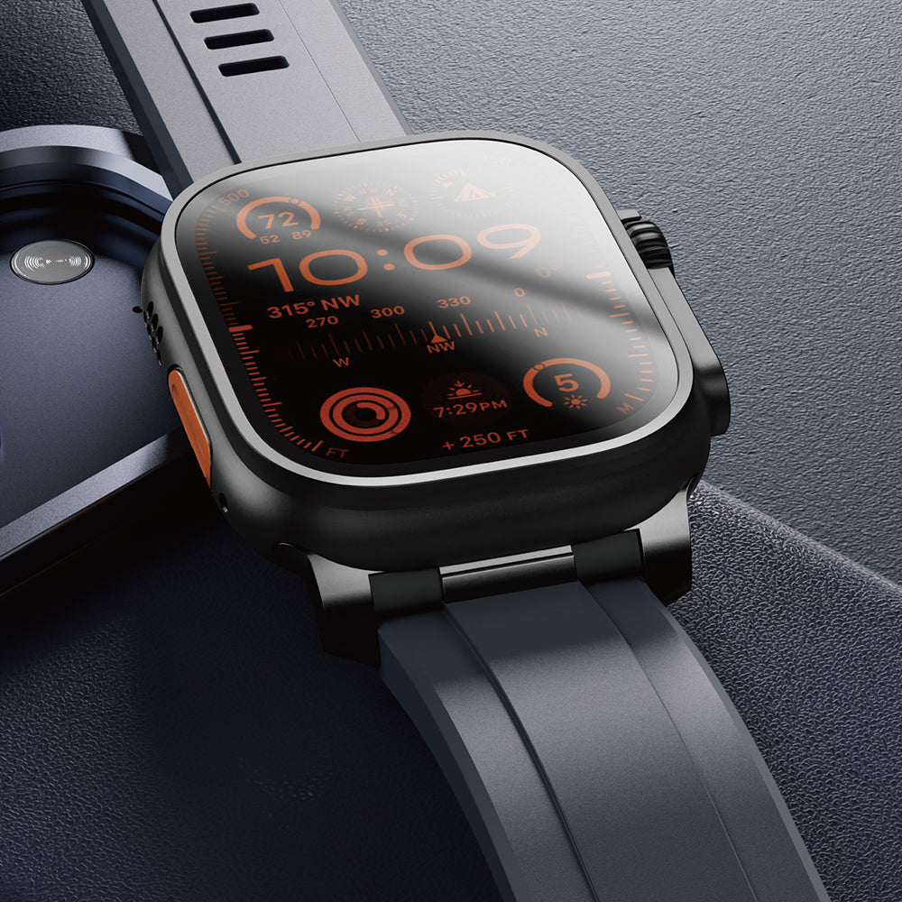 Apple Watch 7 45mm Amazingthing Titan Chrono Silikon Kordon Turuncu