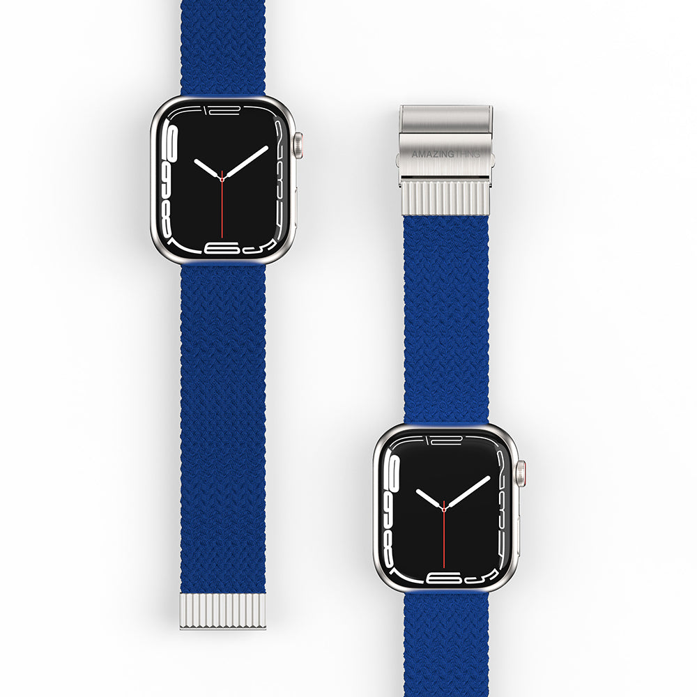 Apple Watch 7 45mm Amazingthing Titan Weave Örgü Sport Kordon Mavi