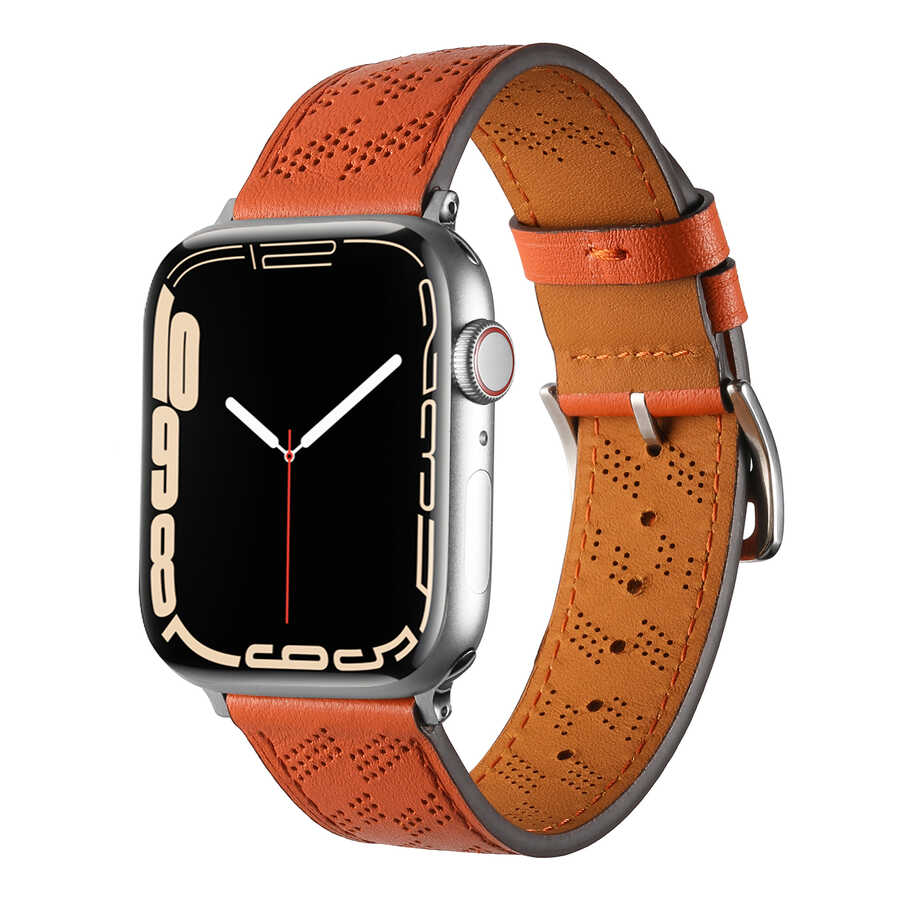 Apple Watch 7 45mm KRD-76 PU Deri Kordon Strap Kayış