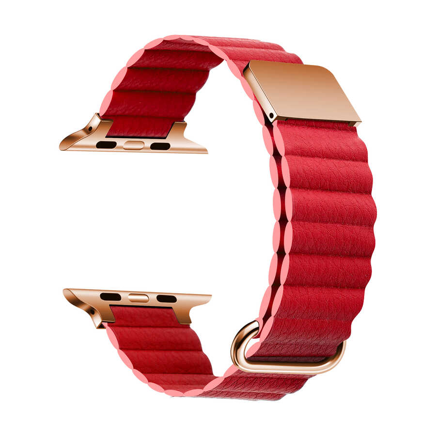Apple Watch 7 45mm KRD-78 PU Deri Kordon Strap Kayış