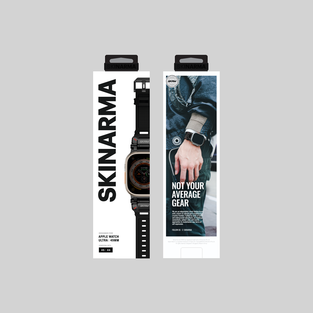 Apple Watch 7 45mm SkinArma Titon Serisi Hava Alabilen Delikli Silikon Kordon Siyah