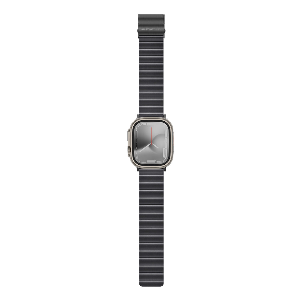 Apple Watch Serisi Uyumlu Amazing Thing Glamour Sense Deri Kordon Siyah