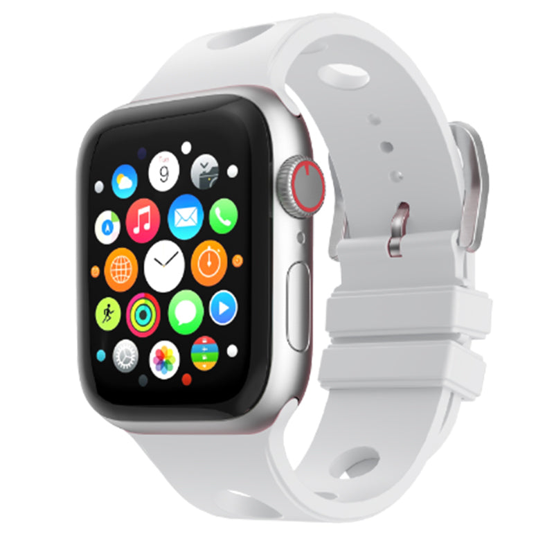 Apple Watch Ultra 49mm Delikli Tasarım Zore KRD-147 Silikon Kordon Beyaz