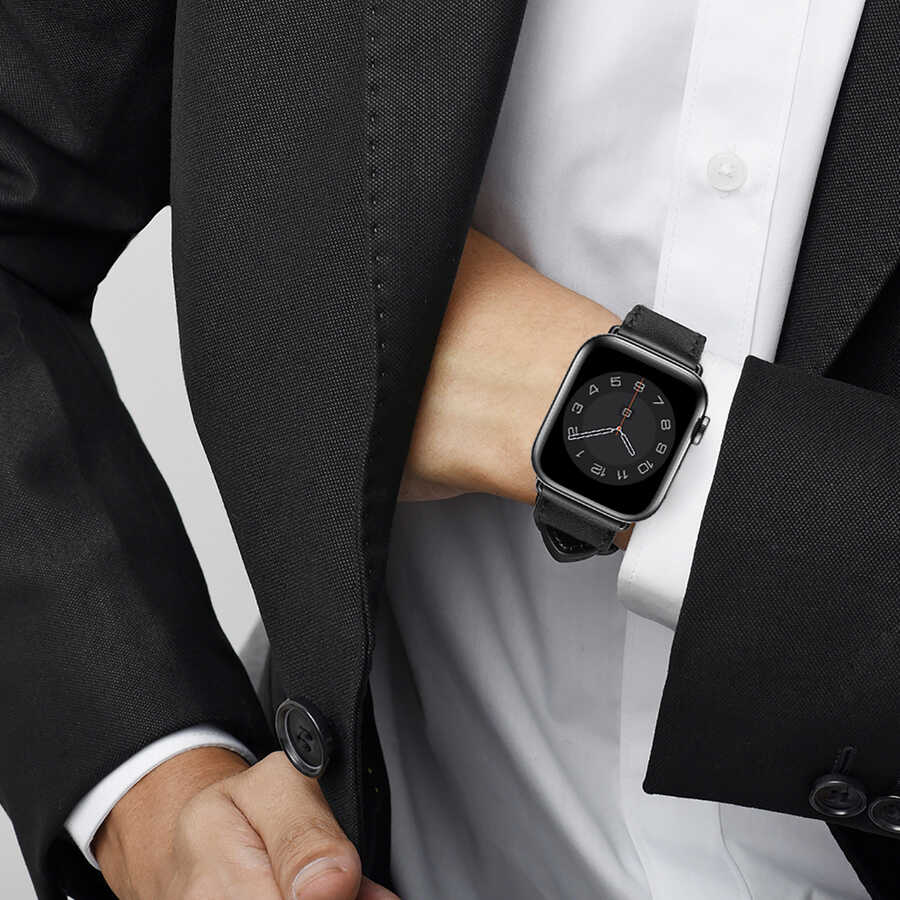 Apple Watch Ultra 49mm Kordon Wiwu Attleage Watchband Hakiki Deri Strap Kayış Kahverengi