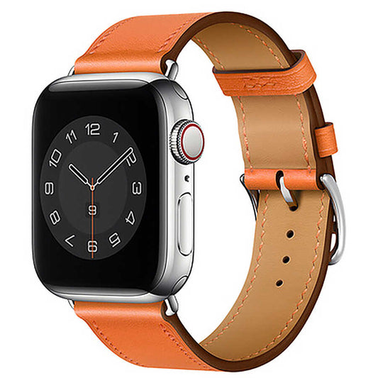 Apple Watch Ultra 49mm Kordon Wiwu Attleage Watchband Hakiki Deri Strap Kayış Turuncu