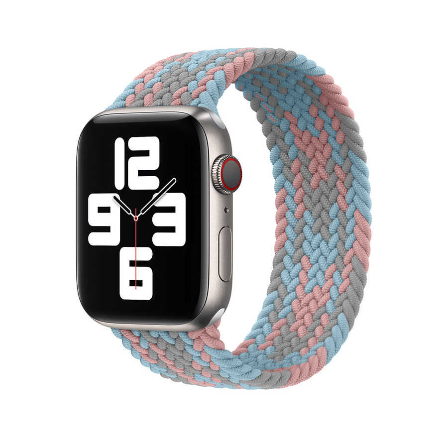 Apple Watch Ultra 49mm Kordon Wiwu Braided Solo Loop Contrast Color Small Strap Kayış