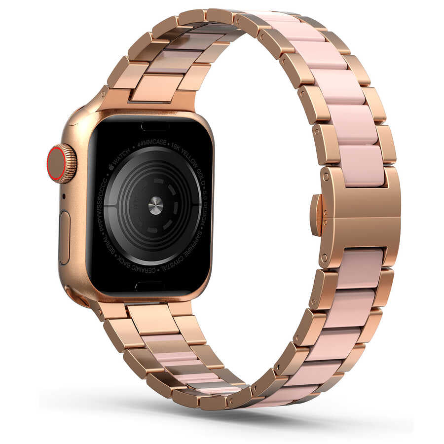Apple Watch Ultra 49mm Kordon Wiwu Resin Steel Belt Metal Strap Kayış Pembe