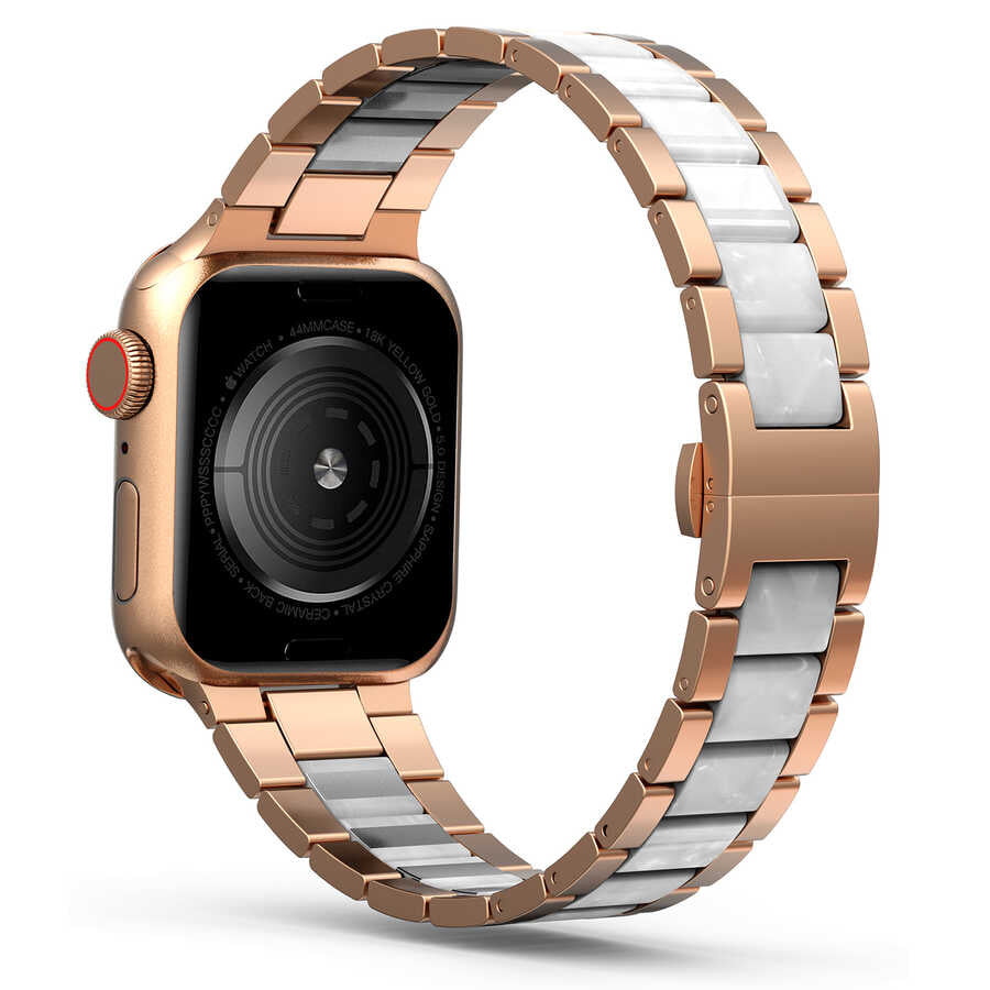 Apple Watch Ultra 49mm Kordon Wiwu Resin Steel Belt Metal Strap Kayış Pembe