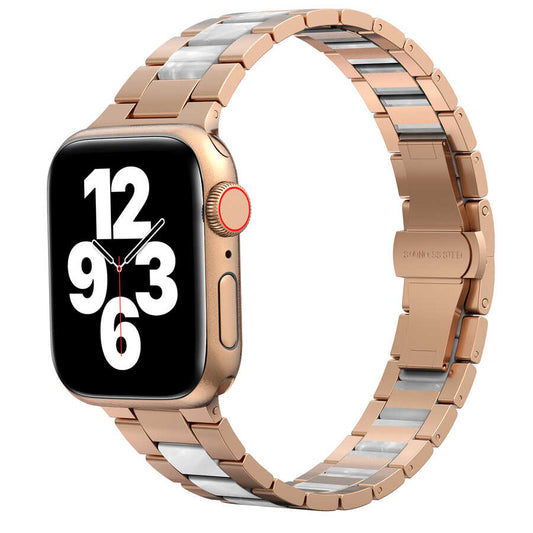 Apple Watch Ultra 49mm Kordon Wiwu Resin Steel Belt Metal Strap Kayış Gold