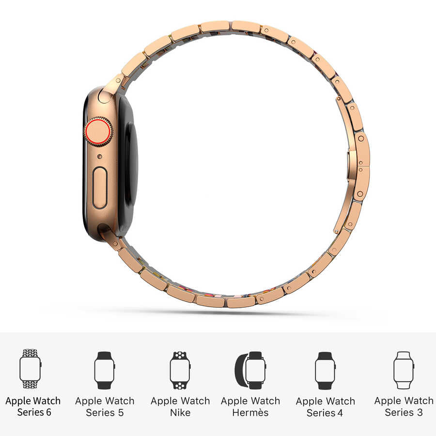 Apple Watch Ultra 49mm Kordon Wiwu Resin Steel Belt Metal Strap Kayış Pembe