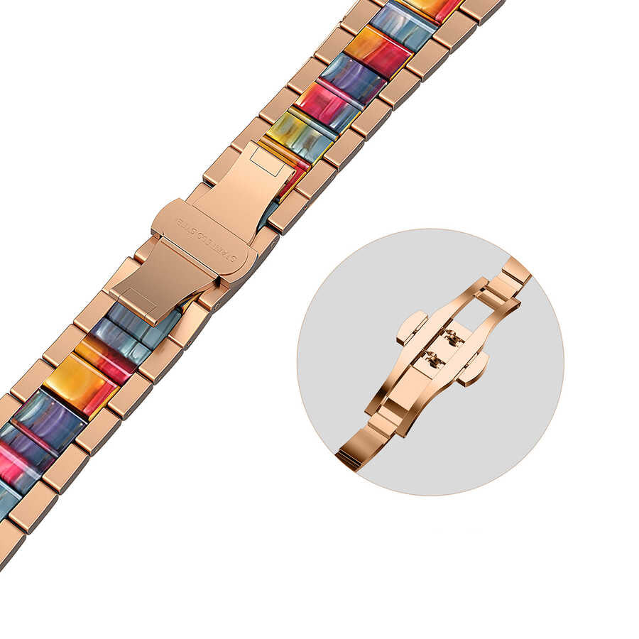 Apple Watch Ultra 49mm Kordon Wiwu Resin Steel Belt Metal Strap Kayış Pembe