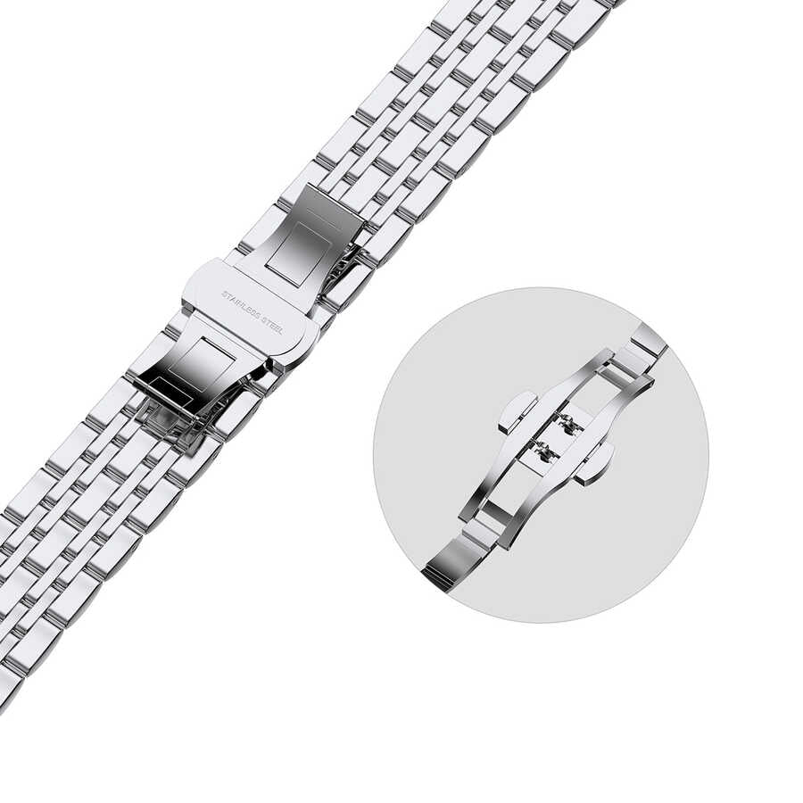 Apple Watch Ultra 49mm Kordon Wiwu Seven Beads Steel Belt Metal Strap Kayış Siyah