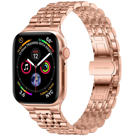 Apple Watch Ultra 49mm Kordon Wiwu Seven Beads Steel Belt Metal Strap Kayış Gold