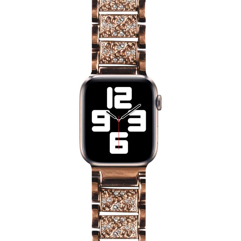 Apple Watch Ultra 49mm Kordon Wiwu Three Beads Set Auger Metal Strap Kayış Gold
