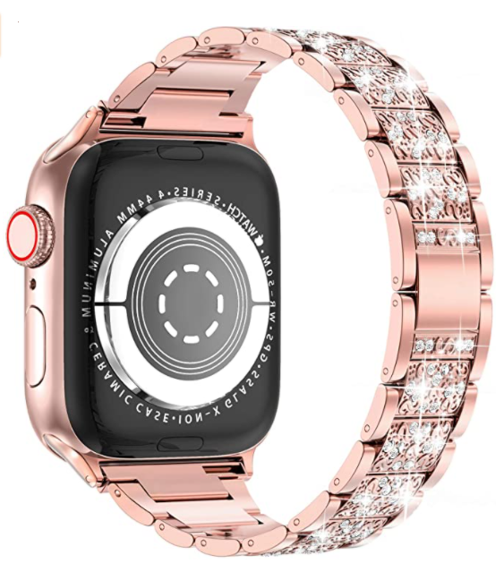 Apple Watch Ultra 49mm Kordon Wiwu Three Beads Set Auger Metal Strap Kayış Rose Gold