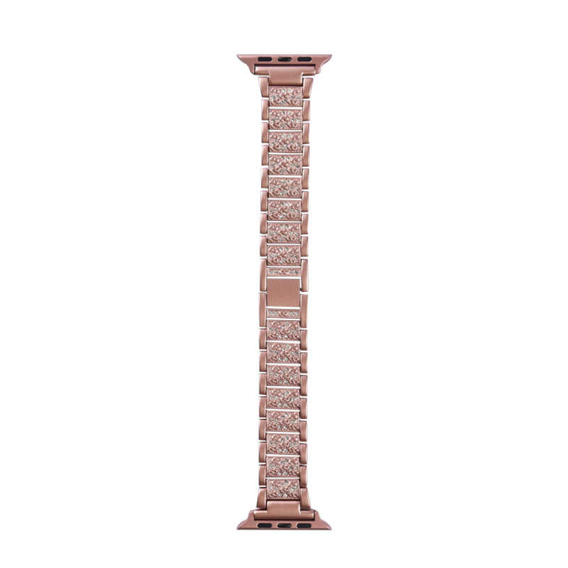 Apple Watch Ultra 49mm Kordon Wiwu Three Beads Set Auger Metal Strap Kayış Rose Gold