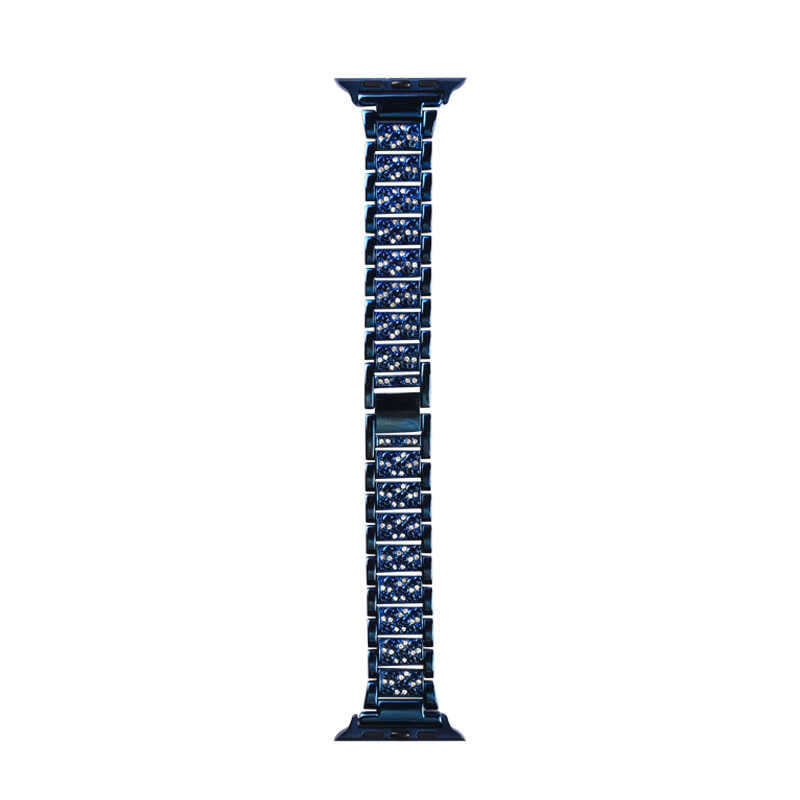 Apple Watch Ultra 49mm Kordon Wiwu Three Beads Set Auger Metal Strap Kayış Mavi