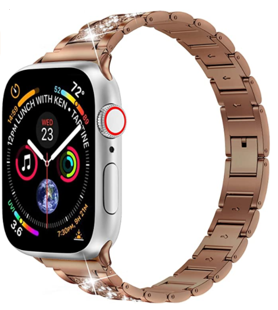 Apple Watch Ultra 49mm Kordon Wiwu Three Beads Set Auger Metal Strap Kayış Gold