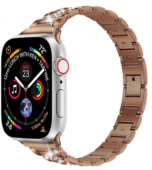 Apple Watch Ultra 49mm Kordon Wiwu Three Beads Set Auger Metal Strap Kayış Gold
