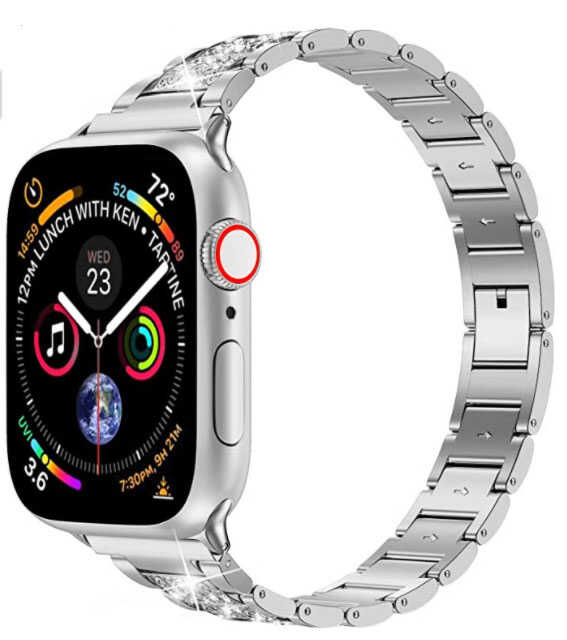 Apple Watch Ultra 49mm Kordon Wiwu Three Beads Set Auger Metal Strap Kayış Gümüş
