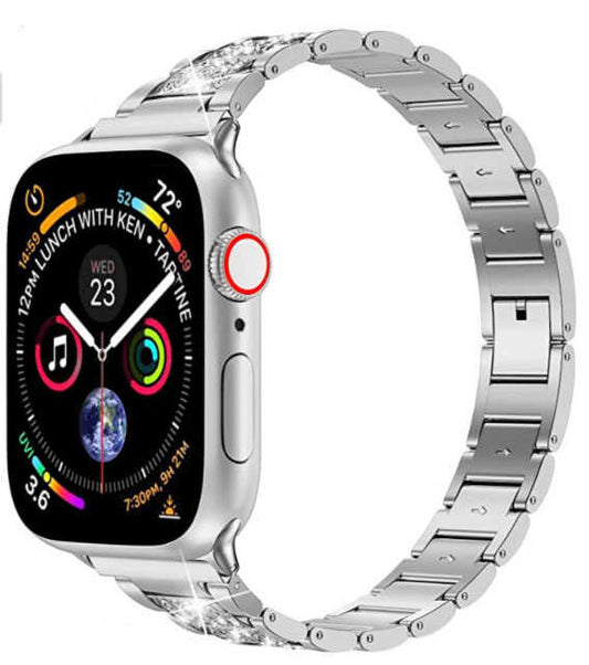 Apple Watch Ultra 49mm Kordon Wiwu Three Beads Set Auger Metal Strap Kayış Gümüş