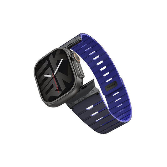 Apple Watch Ultra 49mm Skinarma Gemini Serisi TPU Magnetik Silikon Kordon Gri-Turuncu